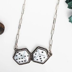Elegant Silver Dice Pendant Necklace